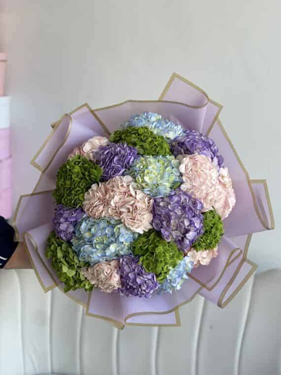 Lush Pastel Hydrangea Bouquet - Enchanting Elegance for Weddings