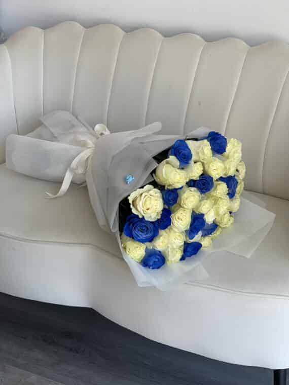 Blue and White Roses: Elegant Gift for New Beginnings