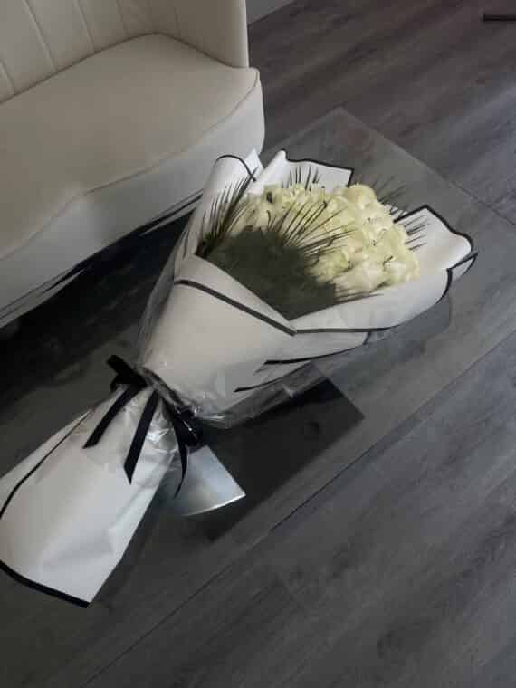 Serene White Rose Bouquet - Comforting Tribute for Sympathy