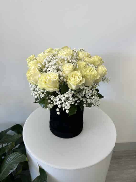 Elegant White Rose Box - Serenity and Comfort in Loss
