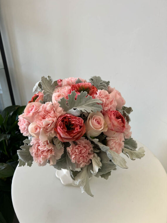 Timeless Splendor: Roses, Carnations & Greenery in a Vase