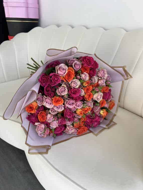 Sunset Rose Bouquet - Vibrant Elegance for Celebration