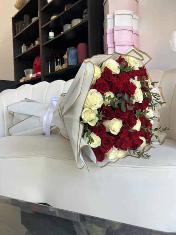 Crimson Cascade Bouquet - Luxurious Roses for Bold Romance