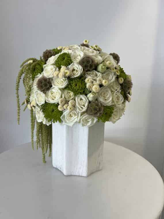 Serene White Rose & Greenery Vase - Elegant Gift Magic
