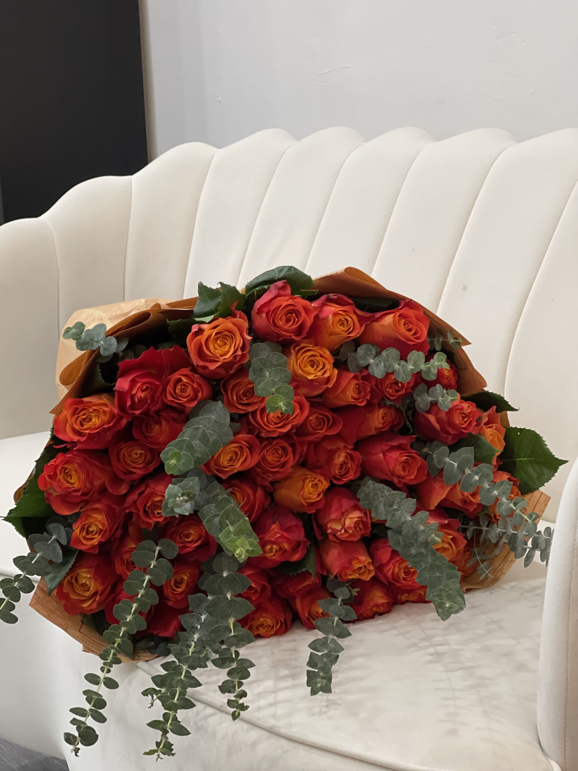 Tranquil Bloom Collection: Elegant Roses & Eucalyptus Bouquet