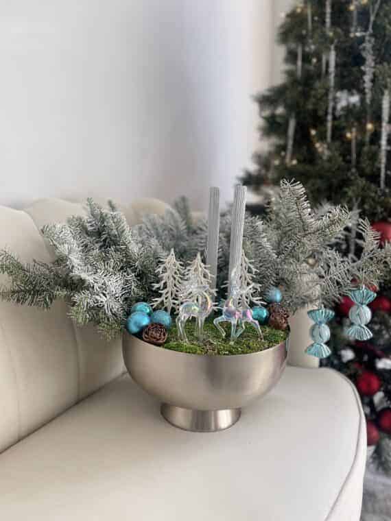 Frosty Forest Centerpiece: Enchanting Metallic Elegance